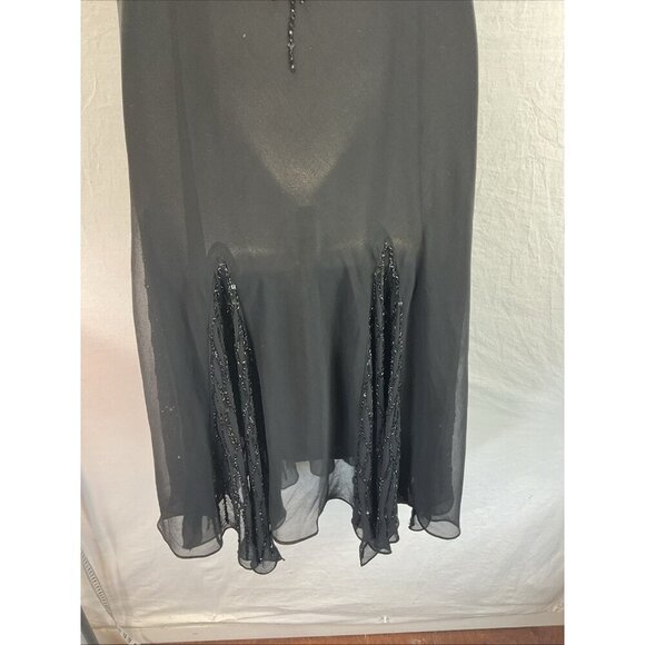 JKARA Beaded sequined Black Short flutter Sleeve midi Party Dress size 14 formal - Picture 7 of 13